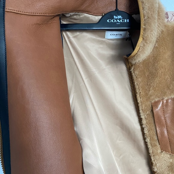 COACH HORSE/CARRIAGE PRINT SHEARLING Ma-1 JACKET - Picture 7 of 8